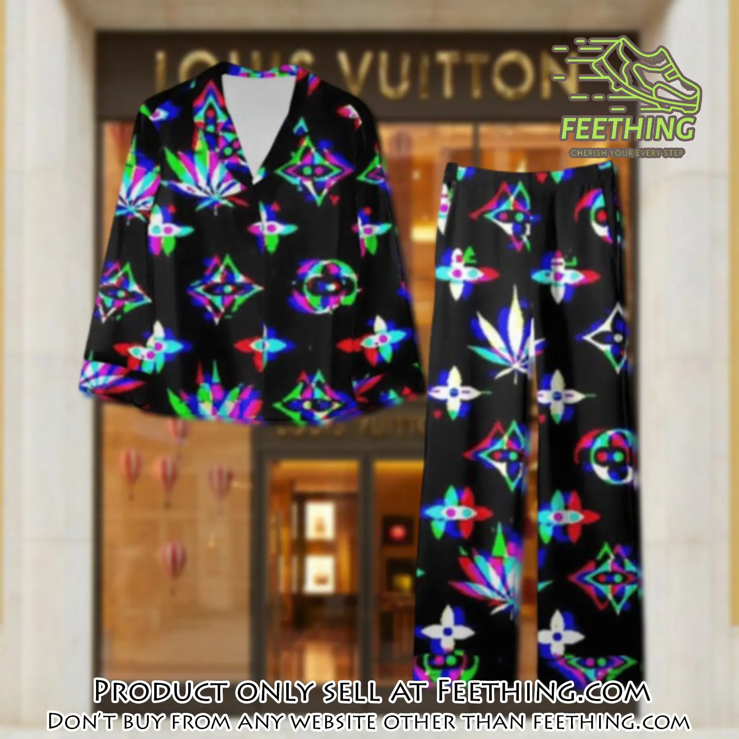 Trending luxury lv satin pajama set pjs1080 ft5903082